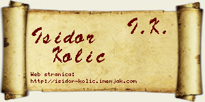 Isidor Kolić vizit kartica